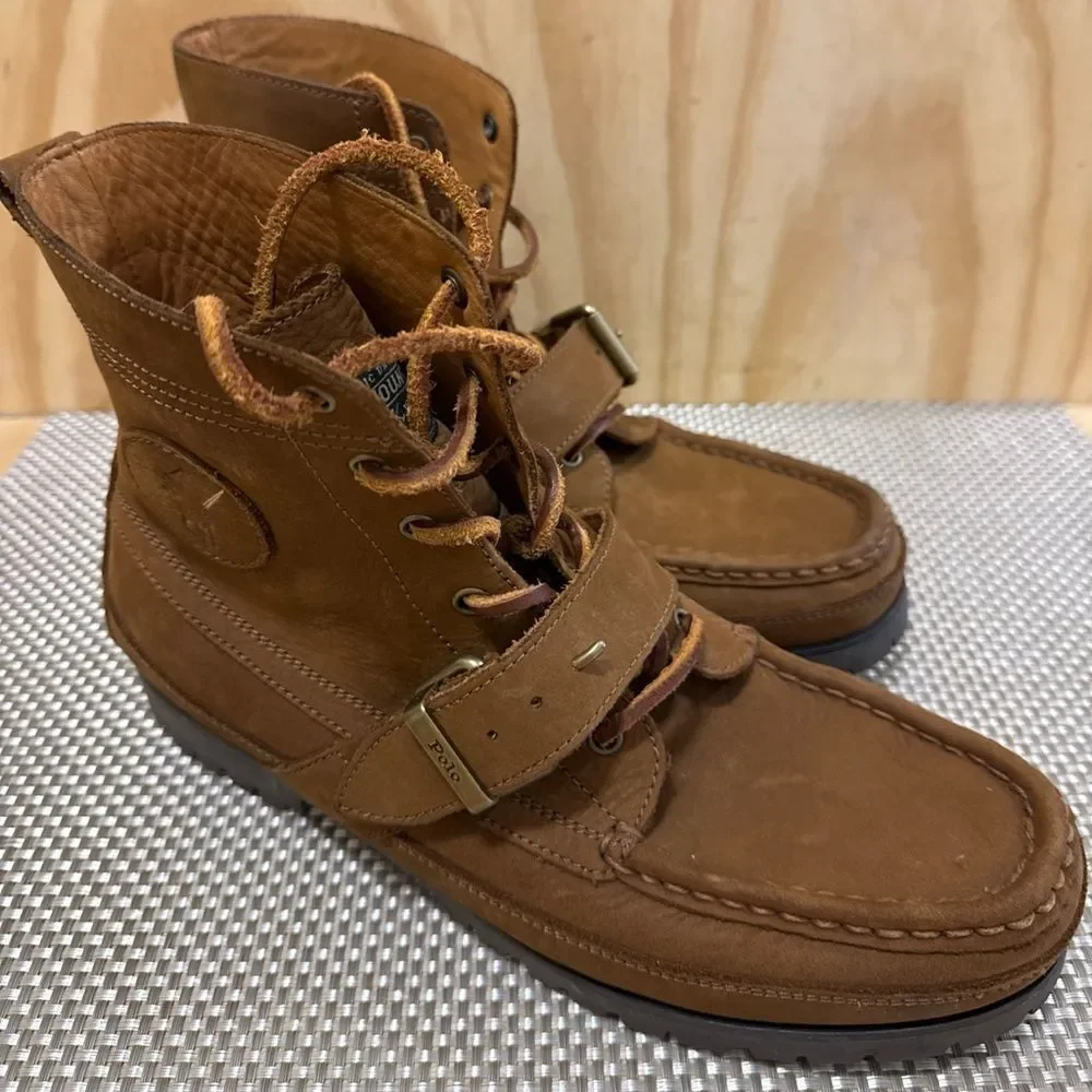 Ralph Lauren Polo Country Ranger Nubuck Tan Casual Hiker Boots Sizes 8.5
